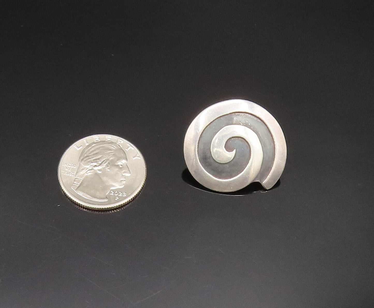 DESIGNER 925 Sterling Silver Vintage Carved Spiral Dome Drop Earrings EG11821