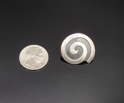 DESIGNER 925 Sterling Silver Vintage Carved Spiral Dome Drop Earrings EG11821