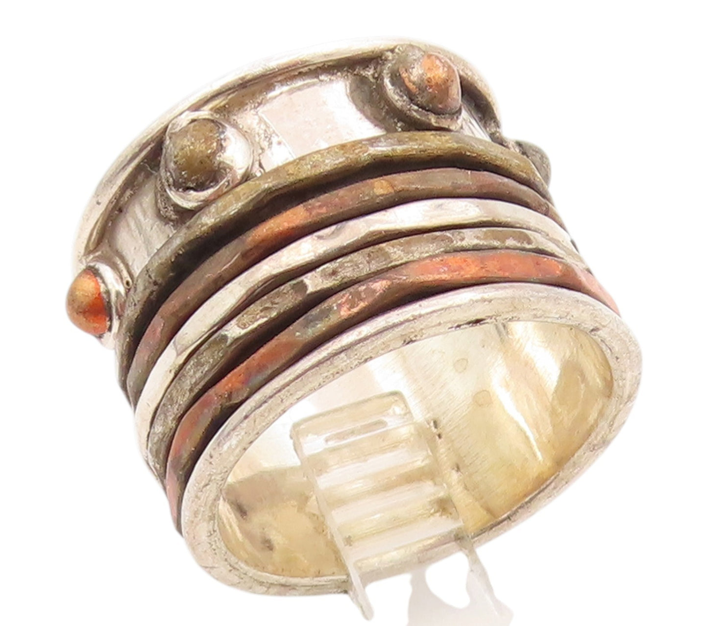 925 Sterling Silver Vintage Ring Multi Tone Wide Spinner Band  Sz 9  RG35711