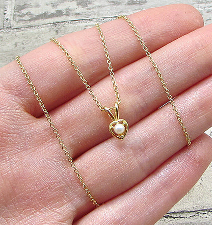 Gold Over 925 Sterling Silver  Pearl Love Heart Slider Pendant & Chain  PT1459