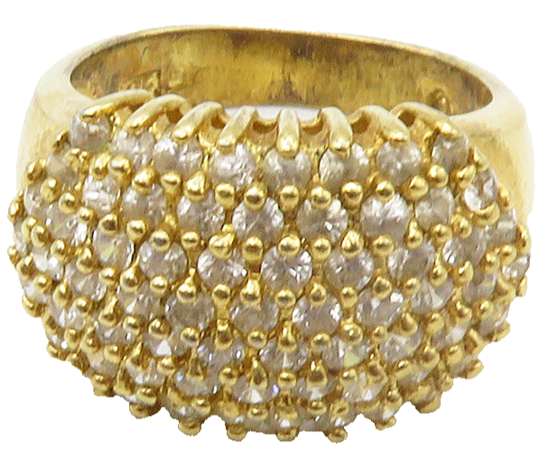 925 Sterling Silver  Topaz Cluster Shiny Gold Plated Band Ring Sz 6  RG16824