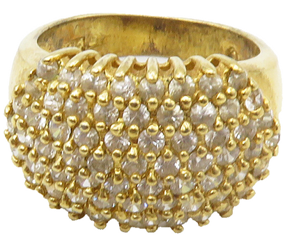 925 Sterling Silver  Topaz Cluster Shiny Gold Plated Band Ring Sz 6  RG16824
