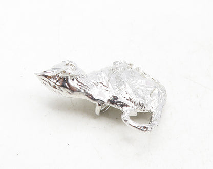 925 Sterling Silver  Vintage Shiny Petite Sitting Cat Motif Pendant  PT7795