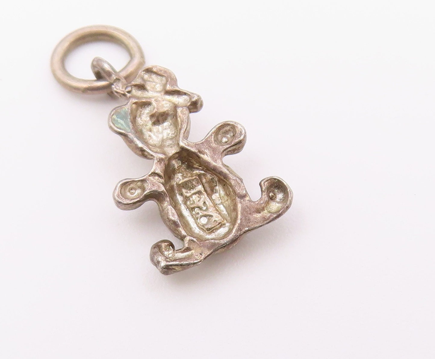 925 Sterling Silver  Vintage Petite Dark Tone Teddy Bear Pendant  PT12713