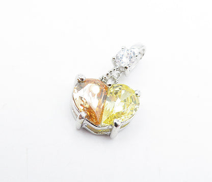 925 Sterling Silver Multi Color Cubic Zirconia Love Heart Pendant PT5071