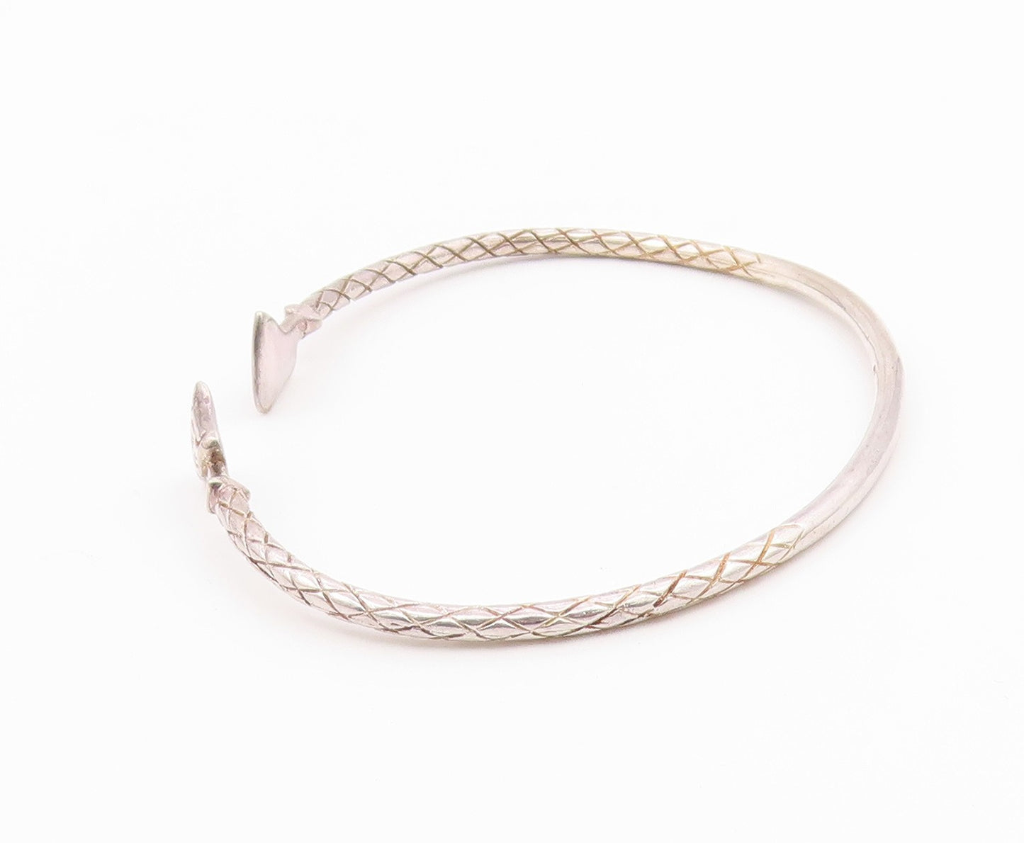925 Sterling Silver Vintage Etched Diamond Shape Pattern Cuff Bracelet  BT9495