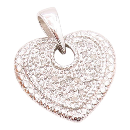 925 Sterling Silver   Shiny Genuine Diamonds Love Heart Drop Pendant  PT15007