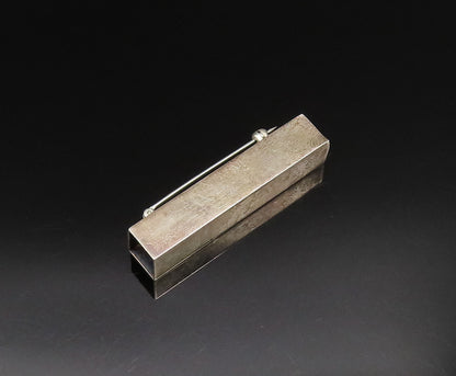 ALFRED KARRAM 925 Silver  Vintage Open Square Ends Linear Brooch Pin  BP9795