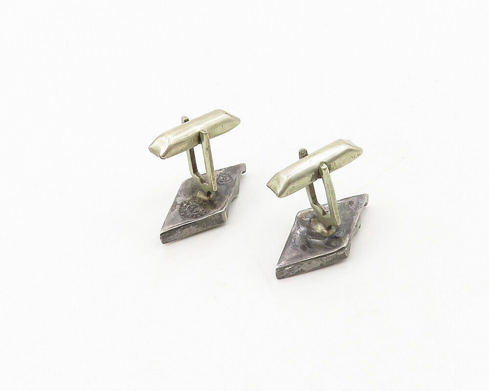 MEXICO 925 Sterling Silver  Vintage Dark Tone Diamond Shaped Cufflinks  TR2456