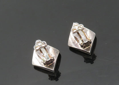 925 Sterling Silver  Vintage Smooth Diamond Shape Non Pierce Earrings  EG9776