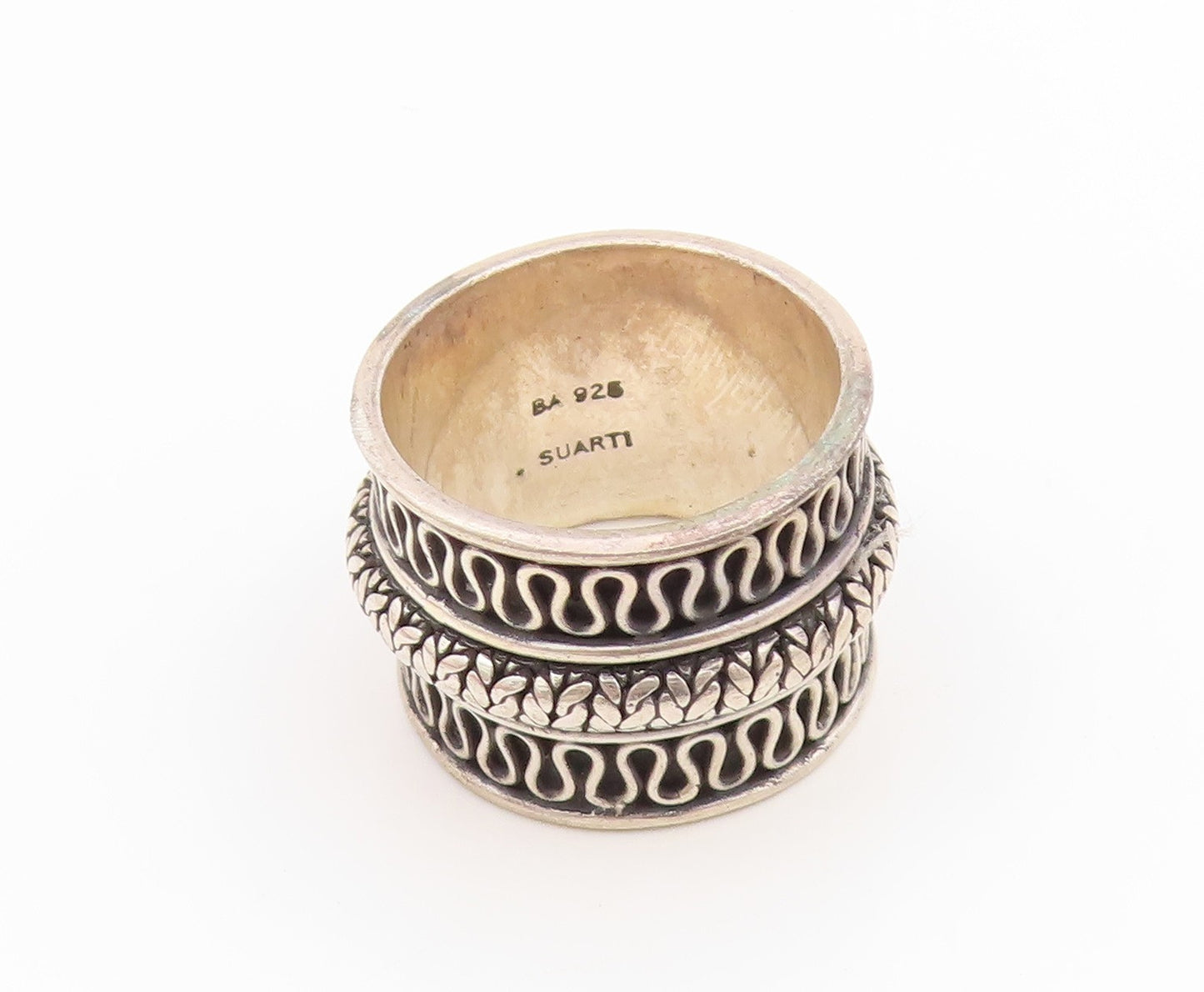 925 Sterling Silver Vintage Ring SUARTI BALI Rope Pattern Band  Sz 9.5  RG36102
