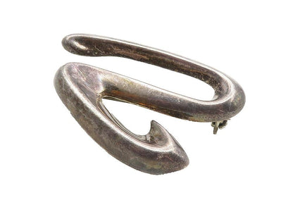 925 Sterling Silver  Vintage Dark Tone Smooth Scribble Brooch Pin  BP3902