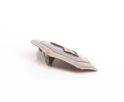 18k Gold 925 Sterling Silver Vintage Brooch Pin Dark Tone Animal Carved  BP11357