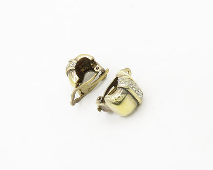 925 Sterling Silver  Vintage Topaz Gold Plated Non Pierce Earrings  EG9670