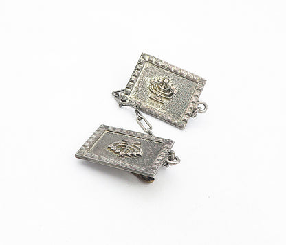 925 Sterling Silver  Vintage Antique Oxidized Menorah Sweater Clips  TR1362