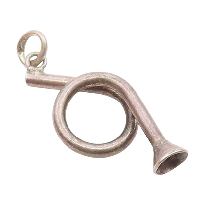 925 Sterling Silver  Vintage Petite Dark Tone Horn Instrument Pendant  PT17812