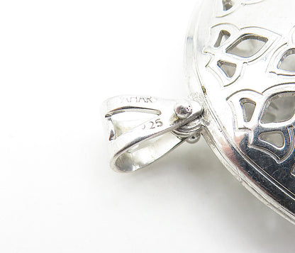 TAHARA 925 Sterling Silver  Vintage Floral Cutout Hollow Round Pendant  PT4779