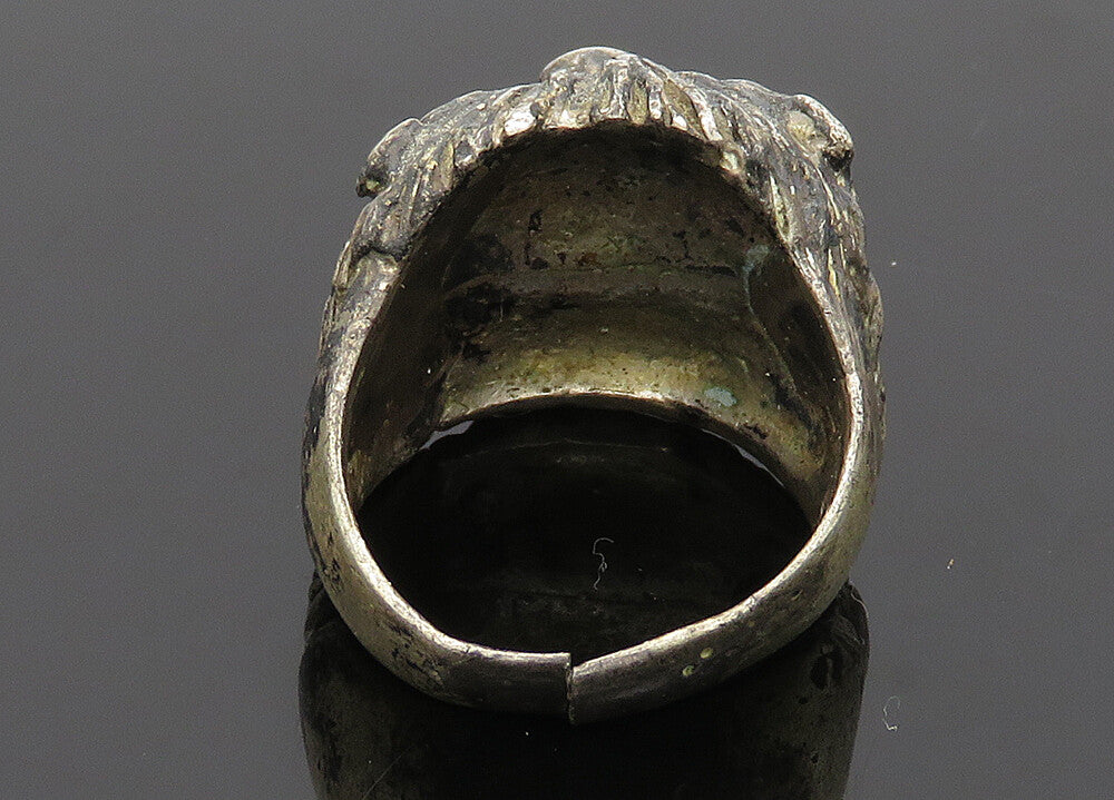 925 Sterling Silver  Vintage Oxidized Lion's Head Band Ring Sz 6.5  RG20219