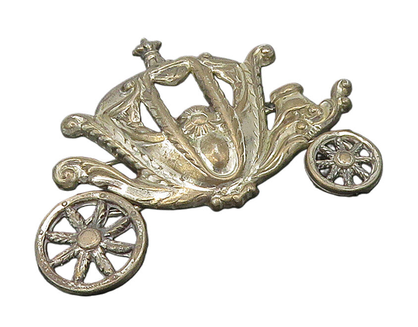 LANG 925 Sterling Silver  Vintage Old Fashioned Carriage Brooch Pin  BP6309