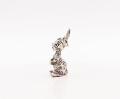 925 Sterling Silver Vintage Pendant JEWEL ART 3D Carved Bunny Charm  PT23460