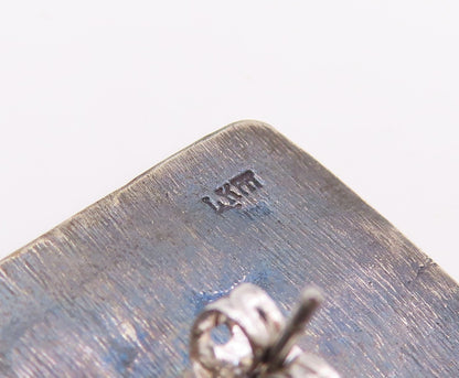 925 Sterling Silver Vintage Earrings Engraved Geometric Tribal Dangle  EG14125