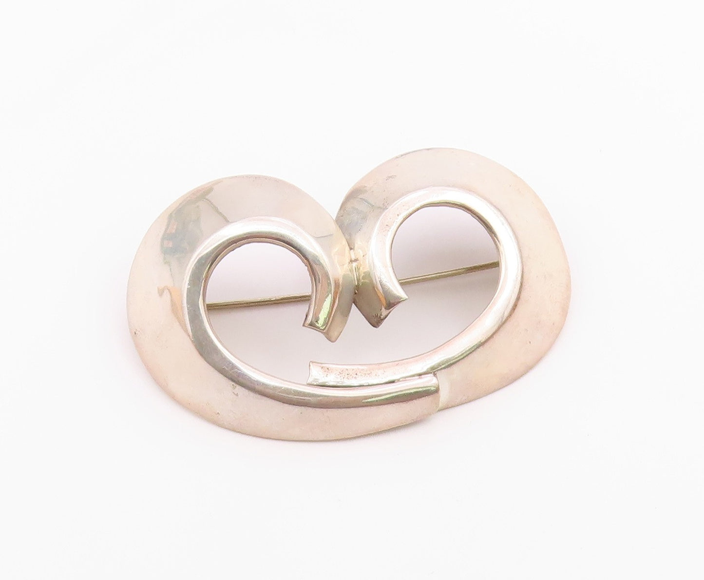 ZINA 925 Sterling Silver  Vintage Shiny Swirl Design Brooch Pin  BP8197
