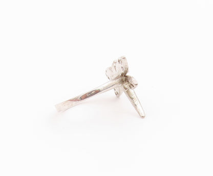 925 Sterling Silver Vintage Ring Fire Opal Inlay Dragonfly Band  Sz 7  RG36422