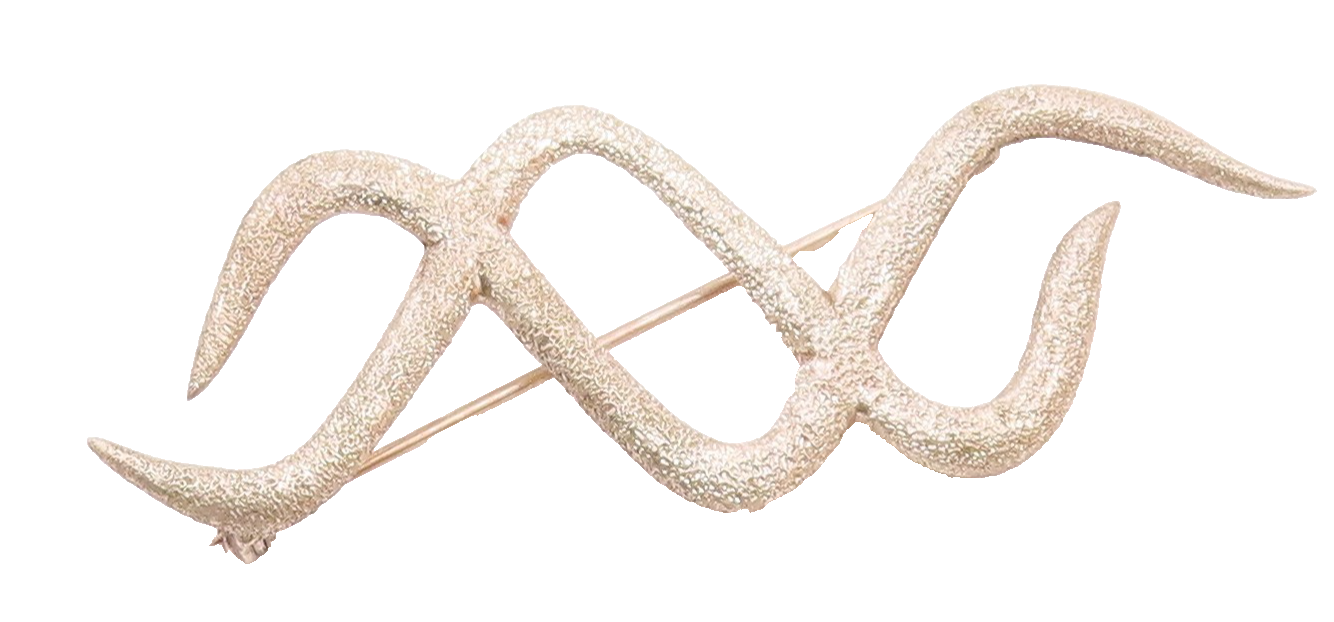 925 Sterling Silver  Vintage Textured Wavy Crisscross Brooch Pin  BP9636