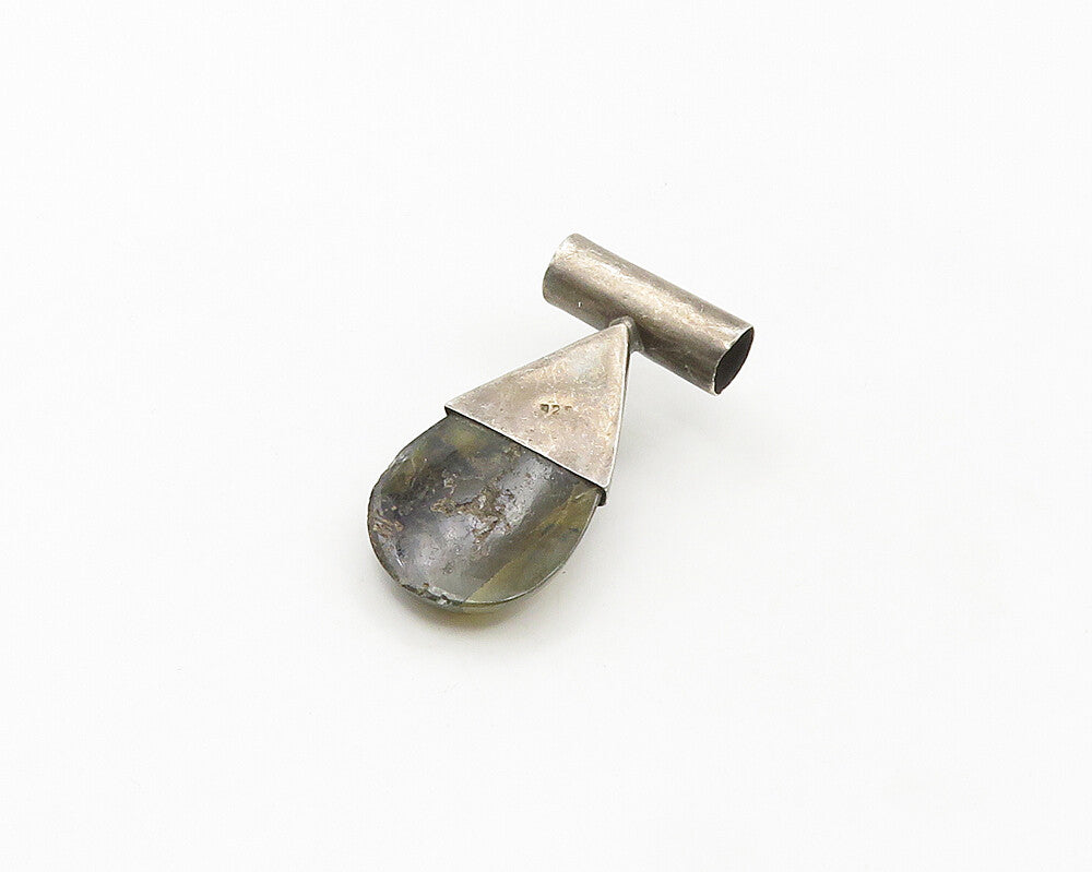 925 Sterling Silver  Vintage Labradorite Tear Drop Slide Pendant  PT14444