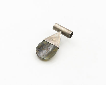 925 Sterling Silver  Vintage Labradorite Tear Drop Slide Pendant  PT14444