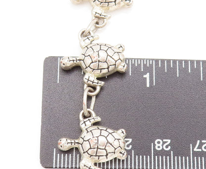 925 Sterling Silver  Vintage Mini Swimming Turtle Link Bracelet  BT9980