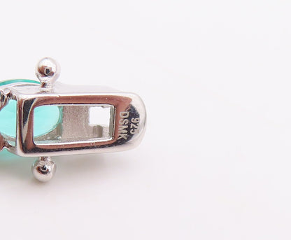 925 Sterling Silver Vintage Bracelet Oval Cut Sea Green & White Topaz  BT10881