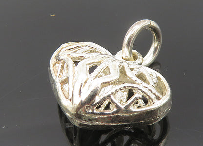 925 Sterling Silver  Vintage Petite Love Heart Swirl Cage Pendant   PT9131