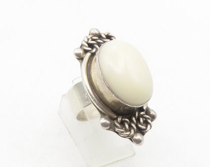 925 Sterling Silver  Vintage White Jasper Twist Cocktail Ring Sz 8.5  RG12111