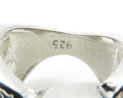 925 Sterling Silver  Blue Topaz Shiny Knot Design Band Ring Sz 5  RG13442