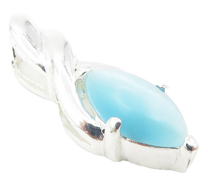 925 Sterling Silver  Marquise Cut Cat's Eye Blue Topaz Drop Pendant  PT9189