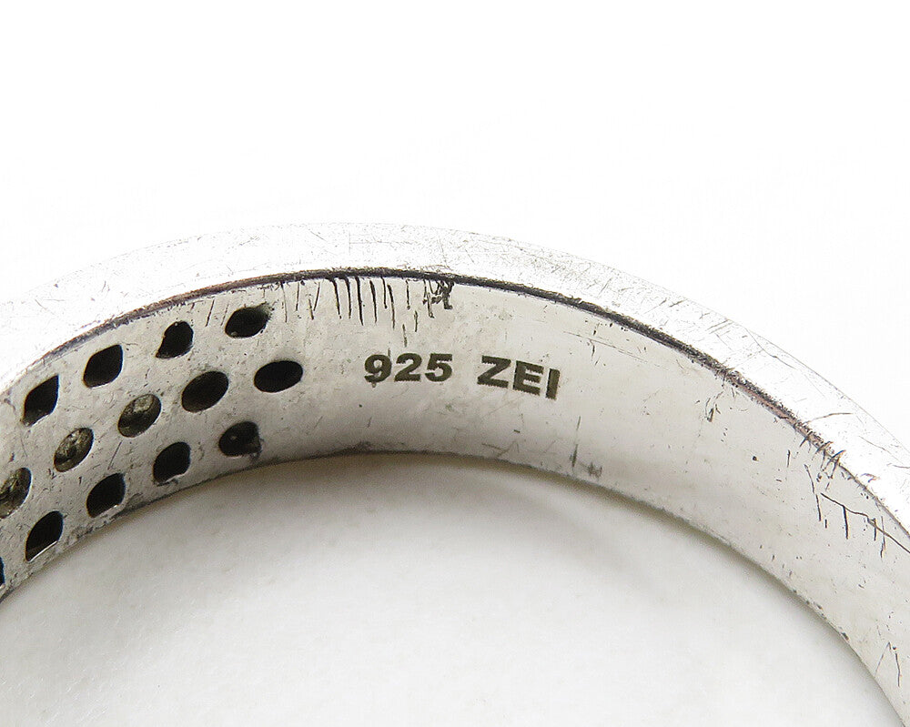 925 Sterling Silver  Vintage Genuine Diamonds Large Band Ring Sz 10.5  RG17647