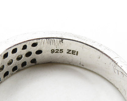 925 Sterling Silver  Vintage Genuine Diamonds Large Band Ring Sz 10.5  RG17647