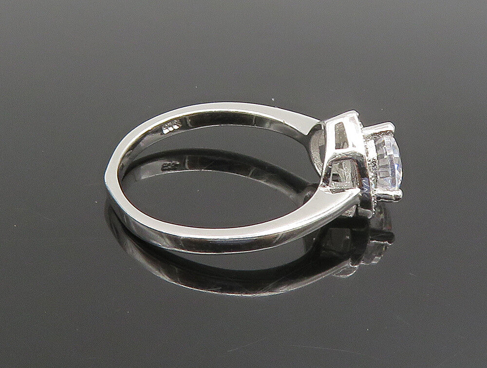 925 Silver  Vintage Solitaire Cubic Zirconia Love Heart Ring Sz 7  RG24636
