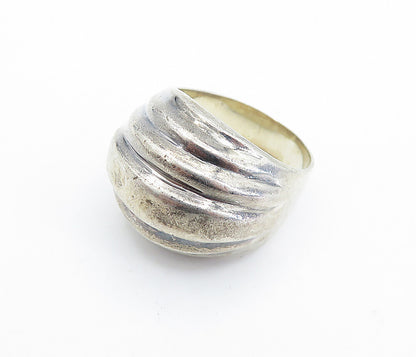 925 Sterling Silver  Vintage Shiny Fluted Dome Round Band Ring Sz 8.5  RG6436