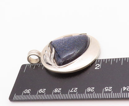 925 Sterling Silver Vintage Pendant Cabochon Triangle Goldstone   PT24460