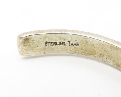 TAHE NAVAJO 925 Sterling Silver  Vintage Chiseled Detail Cuff Bracelet  BT5325