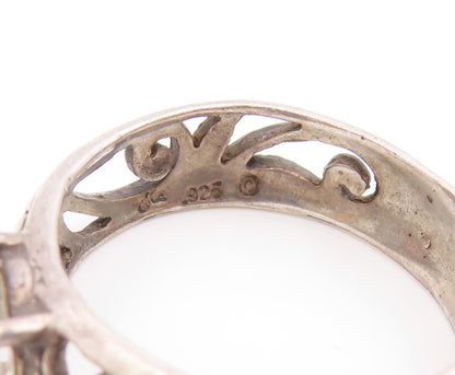 925 Sterling Silver Vintage Cubic Zirconia Swirl Vine Band Ring  Sz 8  RG20038