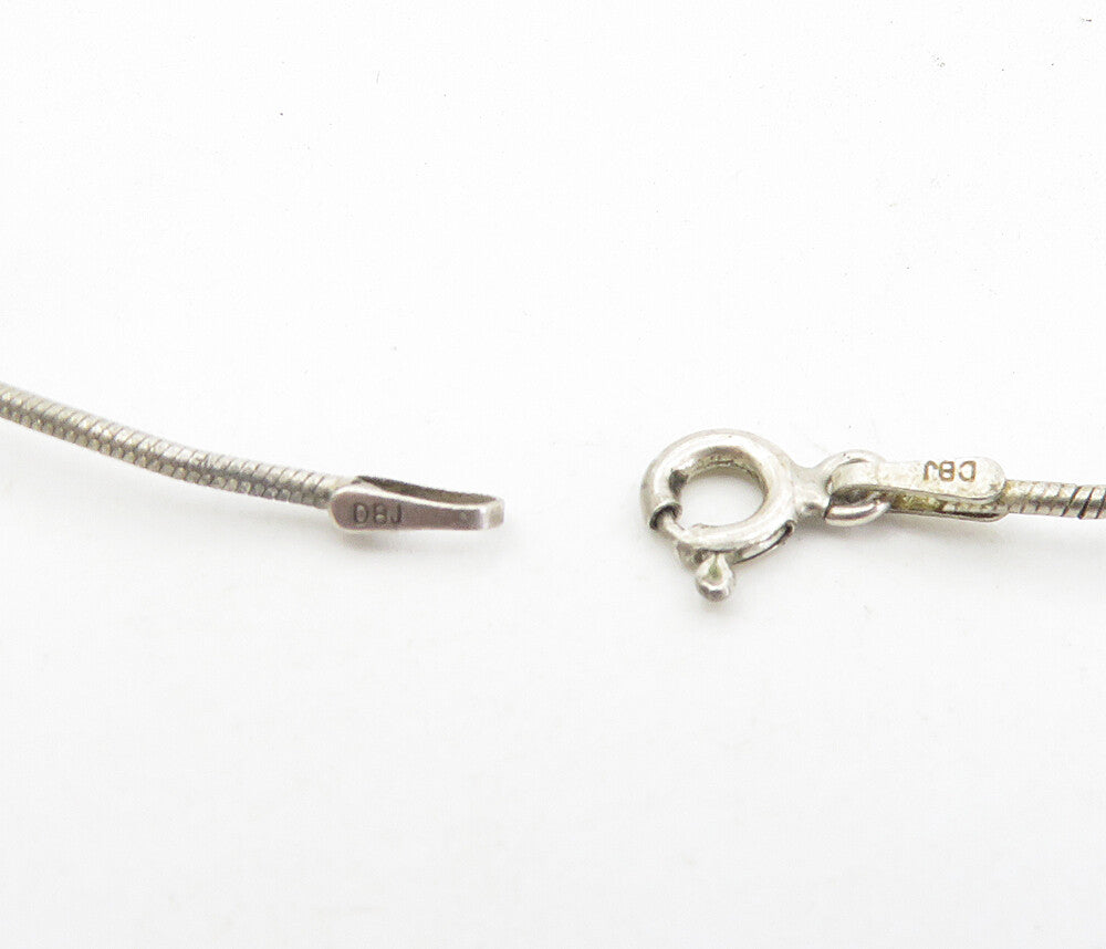 925 Sterling Silver  Vintage Petite Pearls Beaded Snake Chain Necklace  NE1713