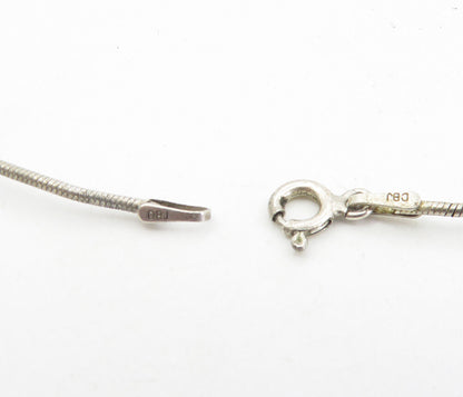 925 Sterling Silver  Vintage Petite Pearls Beaded Snake Chain Necklace  NE1713