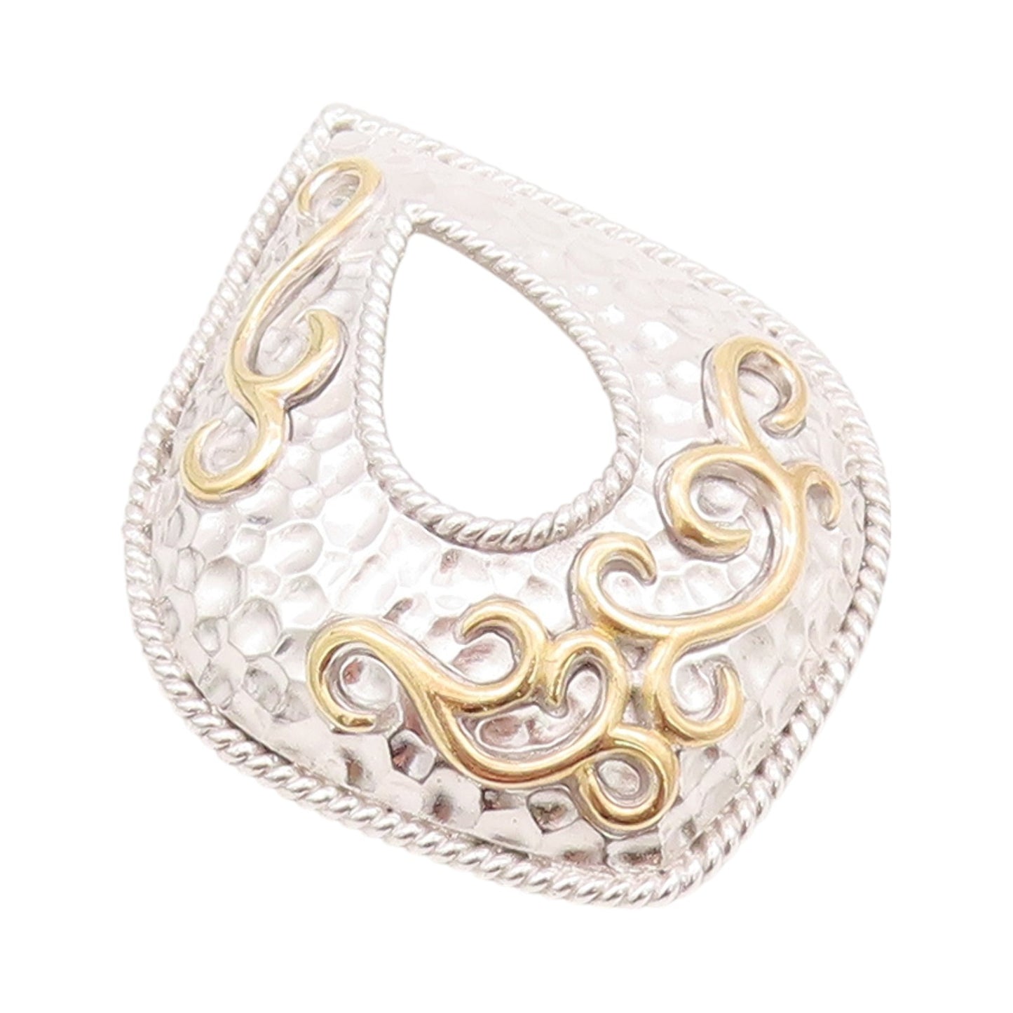 925 Sterling Silver Vintage Pendant Designer Swirly Carved Drop Shape  PT24330