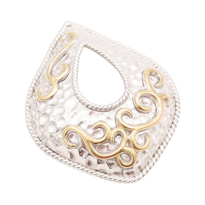 925 Sterling Silver Vintage Pendant Designer Swirly Carved Drop Shape  PT24330