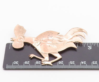 MEXICO 925 Sterling Silver  Vintage Copper Tone Rooster Brooch Pin  BP3142