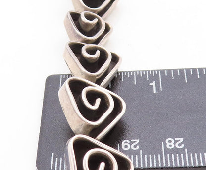 MEXICO 925 Sterling Silver  Vintage Triangle Spiral Link Chain Necklace NE1594