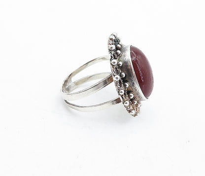 925 Sterling Silver  Vintage Cabochon Cut Jasper Cocktail Ring Sz 8  RG5167